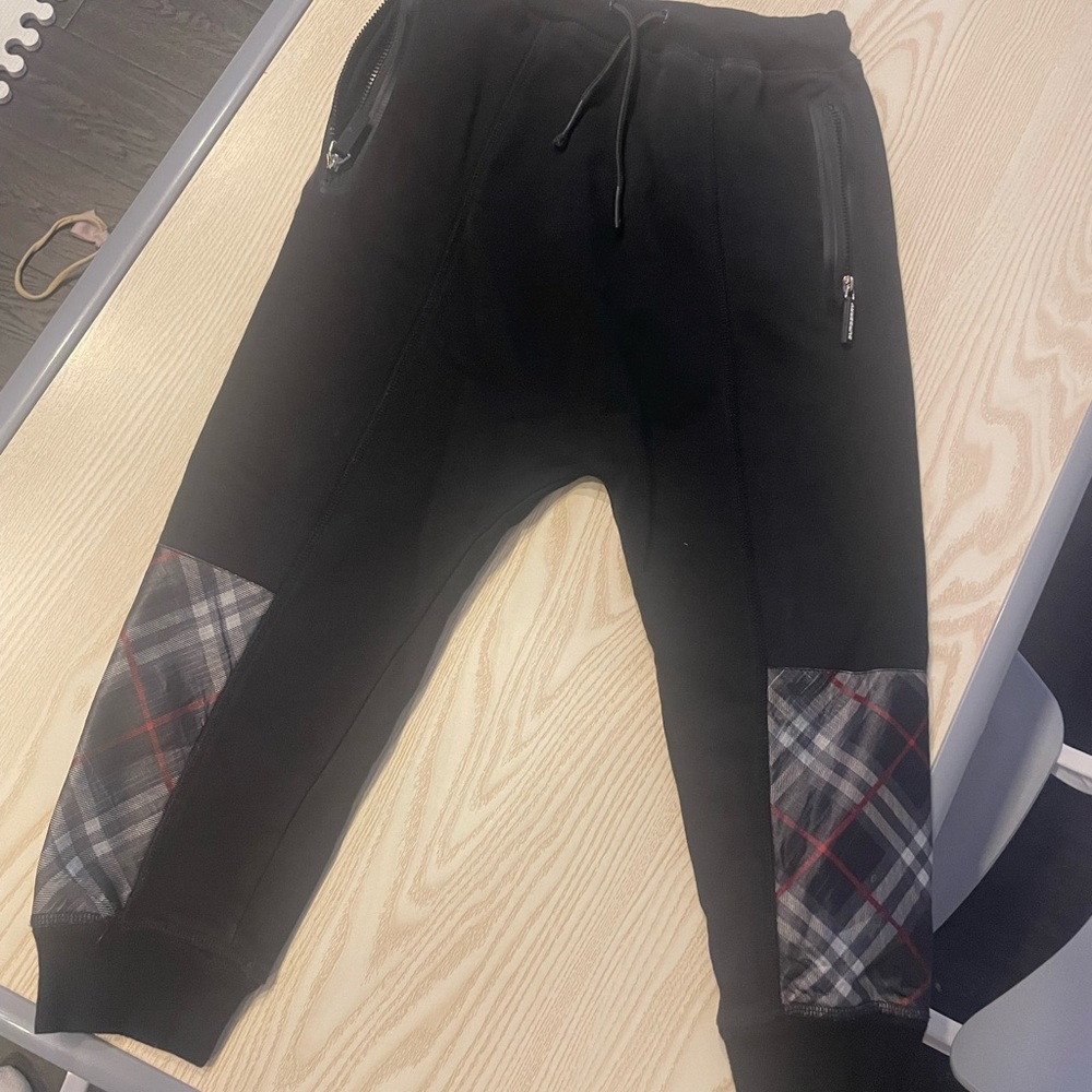 Burberry Black boy Joggers with Plaid Details
